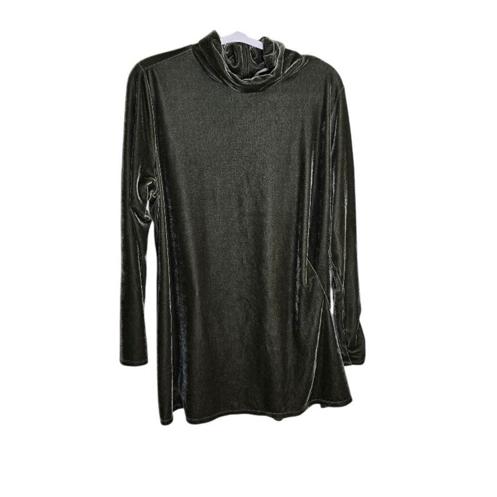 SOFT SURROUNDINGS SZ LG VELVET LONG SLEEVE MOCK NECK TOP